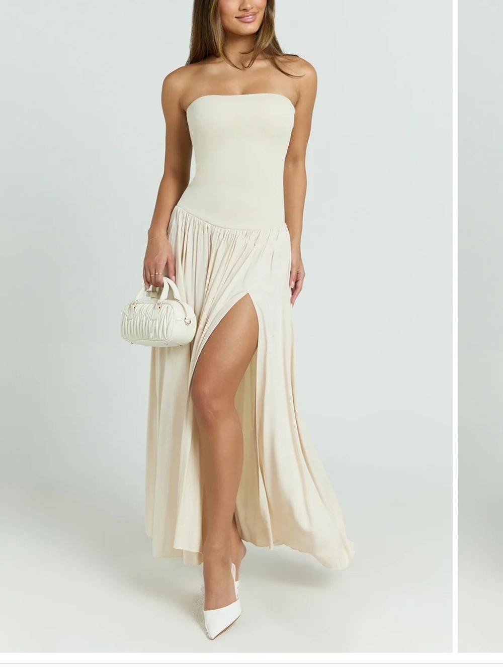 Showpo HARLEE MAXI DRESS.Strapless DROP WAIST KNIT BODICE DRESS SIZE 10 NEW